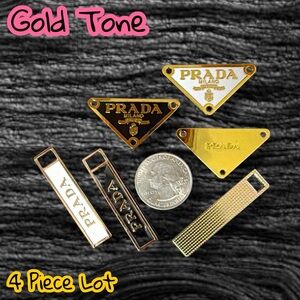4 Piece Lot Triangular Gold Tone Zipper Pull Button Charm Pendants
